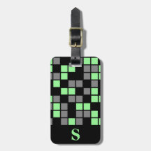 Monogram Mint Green, Black, Grau Mosaic Square