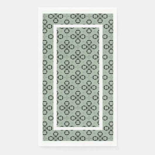 Monogram-Mint-Grün- und Schwarz Retro-Muster Serviette (Vorderseite)