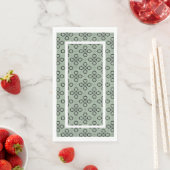 Monogram-Mint-Grün- und Schwarz Retro-Muster Serviette (Beispiel)
