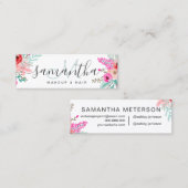 Monogram Mint pink florale Aquarellbraut Chic Mini Visitenkarte (Vorne/Hinten)