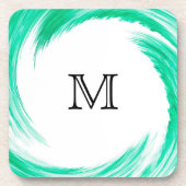 Monogram Mint Swirl Abstrakt Art Untersetzer (Vorderseite)