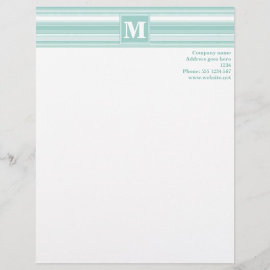 Monogram mintgrüne Streifen Briefkopf (Vorderseite)