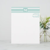 Monogram mintgrüne Streifen Briefkopf (Stehend Vorderseite)