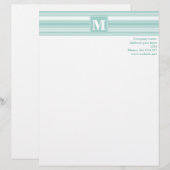 Monogram mintgrüne Streifen Briefkopf (Vorne/Hinten)
