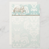 Monogram Minze Floral Stationery Briefpapier (Vorne/Hinten)