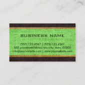 Monogram Minze Green Burlap Linen Rustic Jute Visitenkarte (Rückseite)