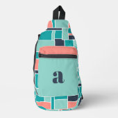 Monogram Minze Green Coral Geometric Art Crossbody Bag (Vorderseite)