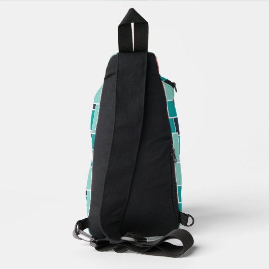 Monogram Minze Green Coral Geometric Art Crossbody Bag (Rückseite)