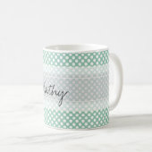 Monogram Minze Green Niedlich Chic Polka Dot Muste Kaffeetasse (VorderseiteRechts)