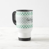 Monogram Minze Green Niedlich Chic Polka Dot Muste Reisebecher (Vorderseite Links)