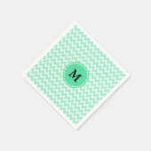 Monogram Minze Green und White Zickzack Pattern Serviette (Ecke)