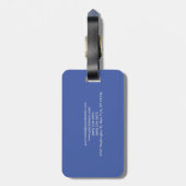 Monogram mit blauen Namen Einfache Schlicht Gepäckanhänger (Rückseite vertikal)