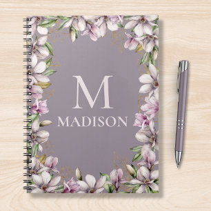 Monogram Mit Monogramm Magnolia Floral Personalisi Notizblock
