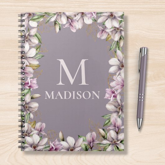 Monogram Mit Monogramm Magnolia Floral Personalisi Notizblock