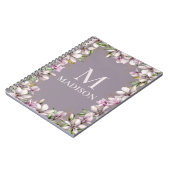 Monogram Mit Monogramm Magnolia Floral Personalisi Notizblock (Linke Seite)