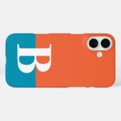 Monogram Mit Monogramm Simple Modern Orange Blue Case-Mate iPhone Hülle (Rückseite (Horizontal))