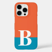 Monogram Mit Monogramm Simple Modern Orange Blue Case-Mate iPhone Hülle (Rückseite)