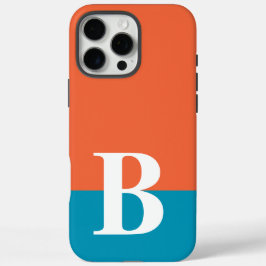 Monogram Mit Monogramm Simple Modern Orange Blue iPhone 16 Pro Max Hülle