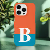 Monogram Mit Monogramm Simple Modern Orange Blue Case-Mate iPhone Hülle