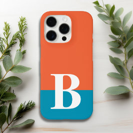 Monogram Mit Monogramm Simple Modern Orange Blue iPhone 16 Pro Hülle