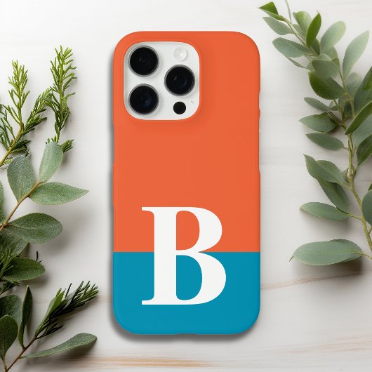 Monogram Mit Monogramm Simple Modern Orange Blue Case-Mate iPhone Hülle