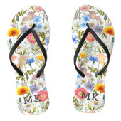 Monogram Mit Monogramm Spring Country Floral Muste Badesandalen (Fußbett)