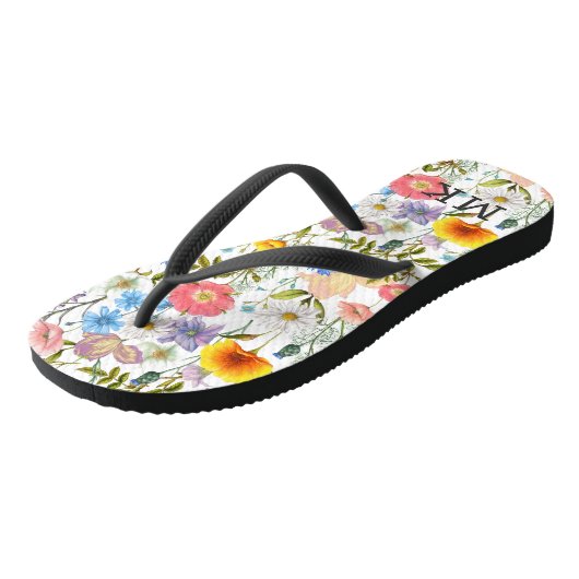 Monogram Mit Monogramm Spring Country Floral Muste Badesandalen (Schrägansicht)