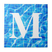 Monogram Mit Monogramm Swimming Blue Pool Aquatic Fliese (Vorderseite)