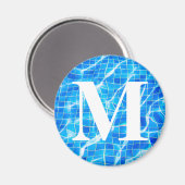 Monogram Mit Monogramm Swimming Blue Pool Aquatic Magnet (Vorderseite/Rückseite)