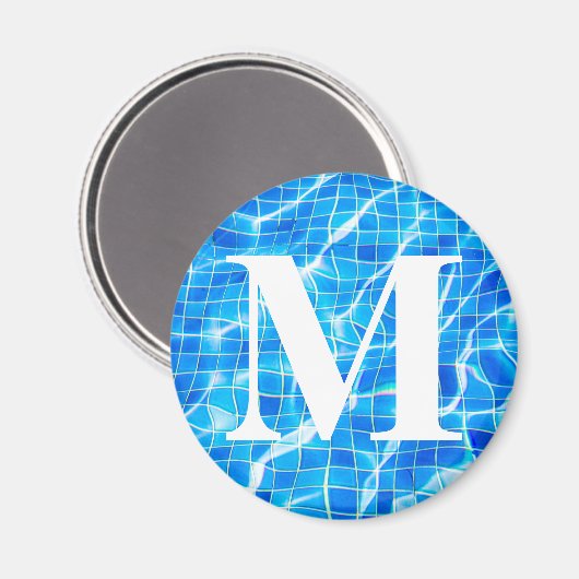 Monogram Mit Monogramm Swimming Blue Pool Aquatic Magnet (Vorderseite/Rückseite)