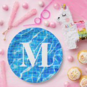 Monogram Mit Monogramm Swimming Blue Pool Aquatic Pappteller (Party)