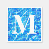 Monogram Mit Monogramm Swimming Blue Pool Aquatic Serviette (Vorderseite)