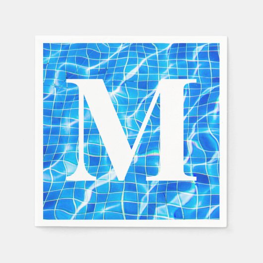 Monogram Mit Monogramm Swimming Blue Pool Aquatic Serviette (Vorderseite)