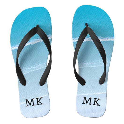 Monogram Mit Monogramm Waves Tropical Beach Vibes Badesandalen (Fußbett)