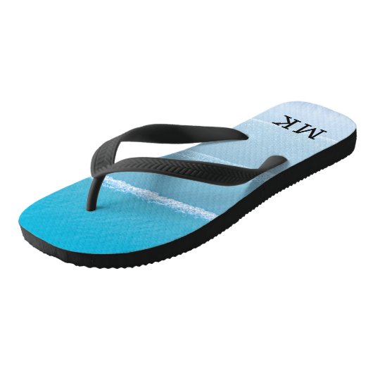 Monogram Mit Monogramm Waves Tropical Beach Vibes Badesandalen (Schrägansicht)