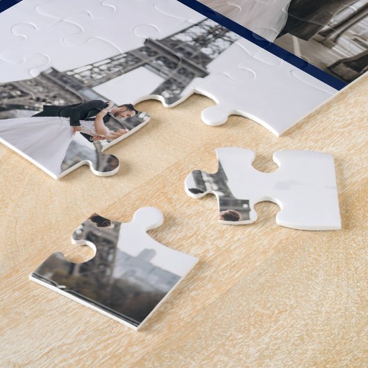 Monogram Modern 9 Foto Collage Navy Blue Puzzle (Seite)