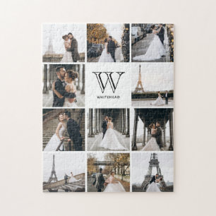 Monogram Modern 9 Foto Collage White Puzzle