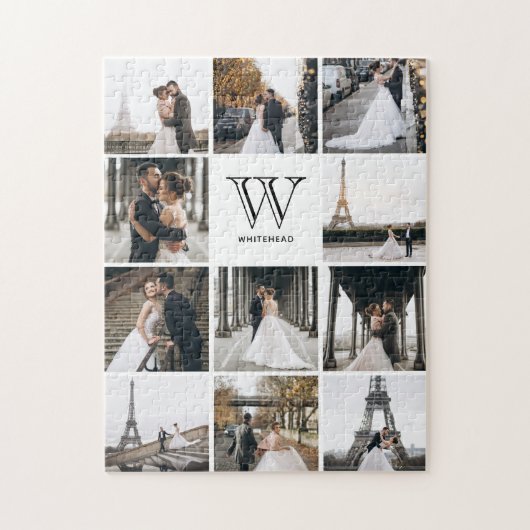 Monogram Modern 9 Foto Collage White Puzzle (Vertikal)