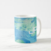 Monogram Modern Abstrakt Art Blue Template Kaffeetasse (VorderseiteRechts)