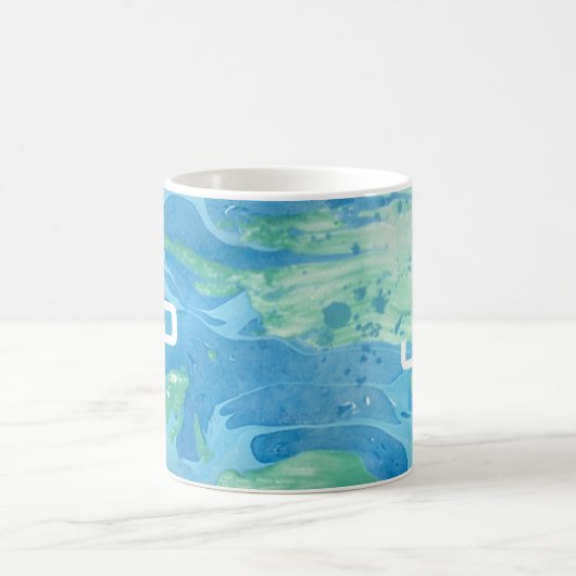 Monogram Modern Abstrakt Art Blue Template Kaffeetasse (Mittel)
