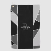 Monogram Modern Abstrakt Black Grau White Golfhandtuch (Vorderseite)