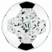 Monogram Modern Abstrakt Terrazzo Muster Fußball (Vorderseite)