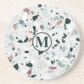 Monogram Modern Abstrakt Terrazzo Muster Getränkeuntersetzer (Vorne)