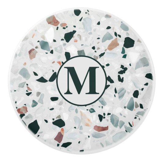 Monogram Modern Abstrakt Terrazzo Muster Keramikknauf (Vorderseite)