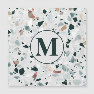Monogram Modern Abstrakt Terrazzo Muster Magnetkarte