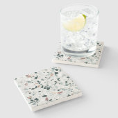 Monogram Modern Abstrakt Terrazzo Muster Steinuntersetzer (Seitenansicht)