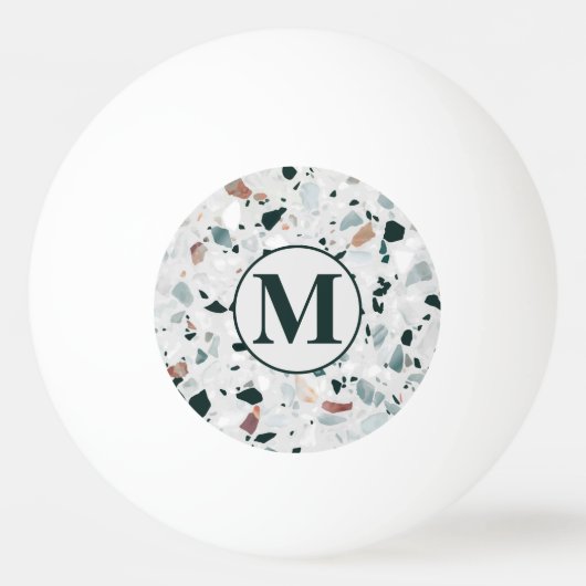 Monogram Modern Abstrakt Terrazzo Muster Tischtennisball (Vorderseite)