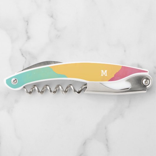 Monogram Modern Art Watercolor Kellnermesser (Rückseite)