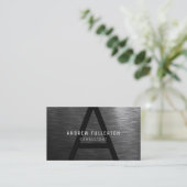 Monogram Modern Beruflich EleganBlack Visitenkarte (Stehend Vorderseite)