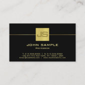 Monogram Modern Beruflich Elegante Black Gold Visitenkarte (Vorderseite)